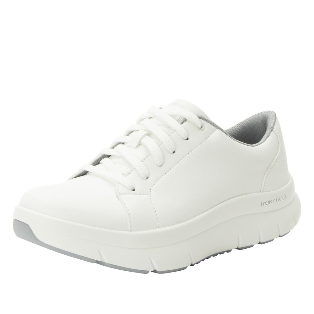 ALEGRIA ROK N ROLL WOMEN FLOTE ATHLETIC WALKING SHOE WHITE 11.5-12 WIDE WIDTH US